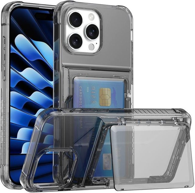 Transparente Handyhülle mit Kartenfach für Apple iPhone 14 und 13 Pro Max sowie Samsung S25 Edge - Bild 1