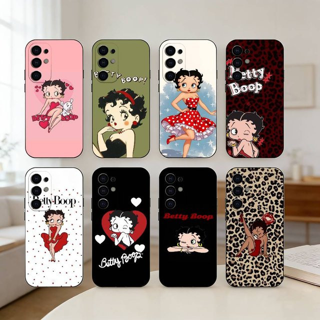 Handyhülle Cartoon B-Betty HOT B-Boop für Samsung Galaxy S25 S24 S23 S22 S21 S20 Ultra Plus FE Lite in Schwarz - Bild 1