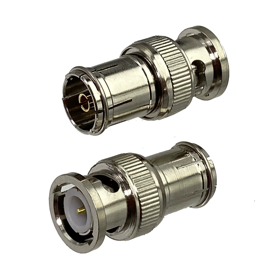 BNC zu IEC PAL DVB-T Koaxial Konverter RF Stecker und Buchse in Silber aus Messing - Bild 2