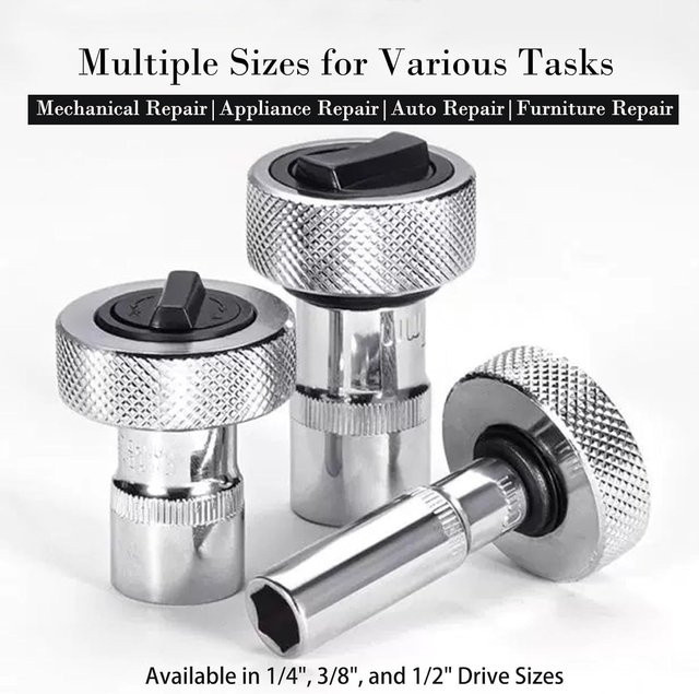 NIUXIANG Mini-Ratschenschlüssel aus Vollstahl in Silber mit 1/4", 3/8" und 1/2" Antrieb - Bild 1