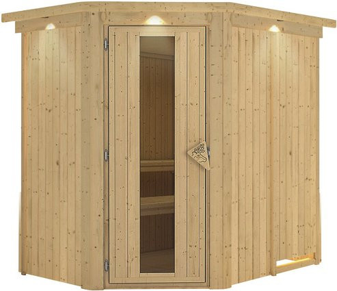Karibu Sauna Wenden für 3 Personen aus Fichtenholz in Beige, B/T/H: 210 x 202 x 165 cm - Bild 1