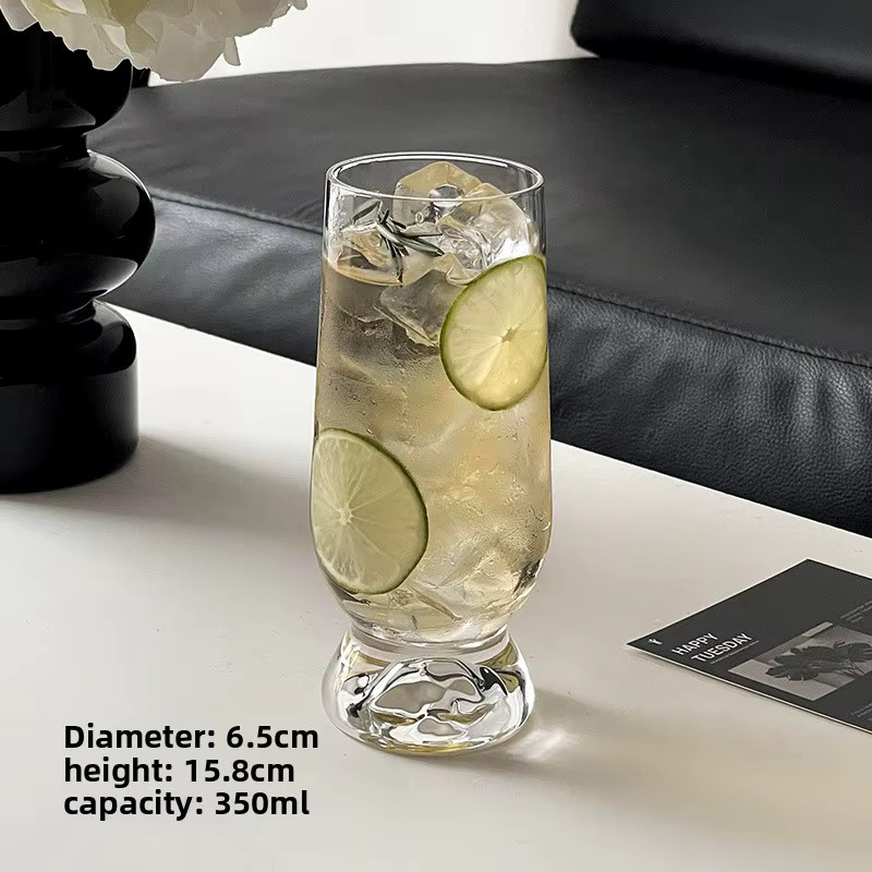 Rosa Bergglasbecher mit Landschaftsdesign, Tumbler aus Glas, Transparent/Pink, Höhe: 15,8 cm, Durchmesser: 6,5 cm - Bild 5