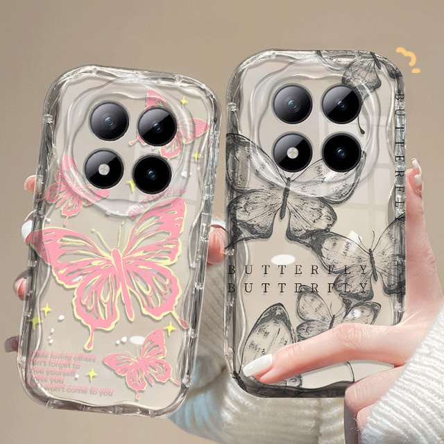 Stoßfeste TPU-Schutzhülle mit Schmetterlingsmuster für Xiaomi Redmi Note 15 Pro 5G, Pro+ und Plus, transparent - Bild 1