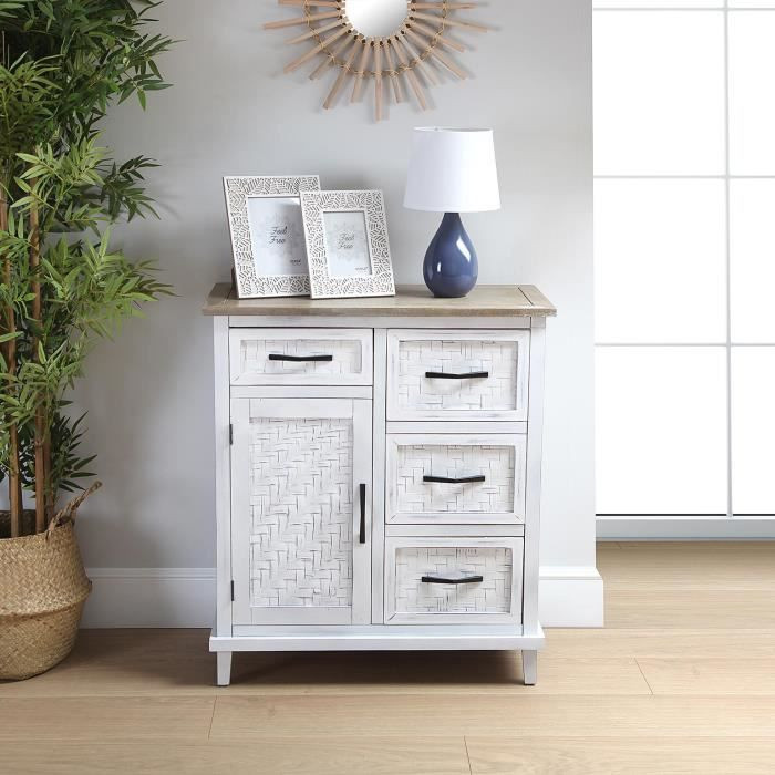 Kommode VERSA Maggie aus MDF-Holz in Weiß und Braun, B/T/H: 80,5 x 35 x 70 cm - Bild 2