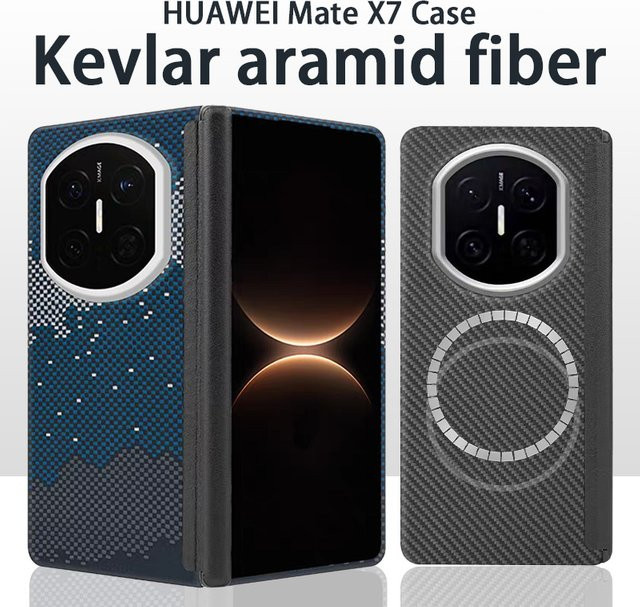 MagSafe Schutzhülle aus echtem Carbon und Aramid-Faser für dein Huawei Mate X7 in Schwarz - Bild 1