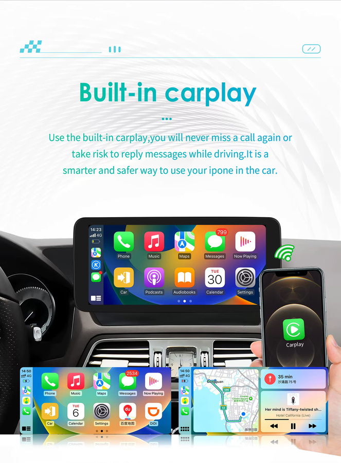 OSSURET Android 13 Autoradio mit Carplay für Mercedes Benz E-Klasse C207 W207 A207 NTG 4,0 4,5 5,0 in Schwarz - Bild 4
