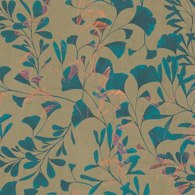 PROFHOME Natur Tapete Floral Matt in Braun, Türkis-Blau und Rosa, Motiv Botanik, B x L: 0,53 m x 10,05 m - Bild 1