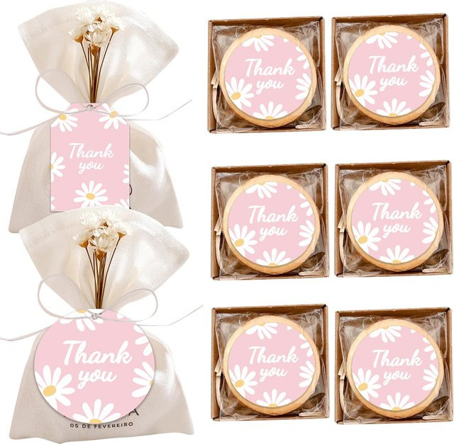 50 Stück Gänseblümchen Papier Aufkleber in Rosa als dekorative Etiketten für DIY Geschenke und Feierlichkeiten - Bild 1