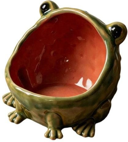 baizihuahu Frosch Aufbewahrungsbox aus Keramik in Braun für Schmuck und Schlüssel - Bild 1