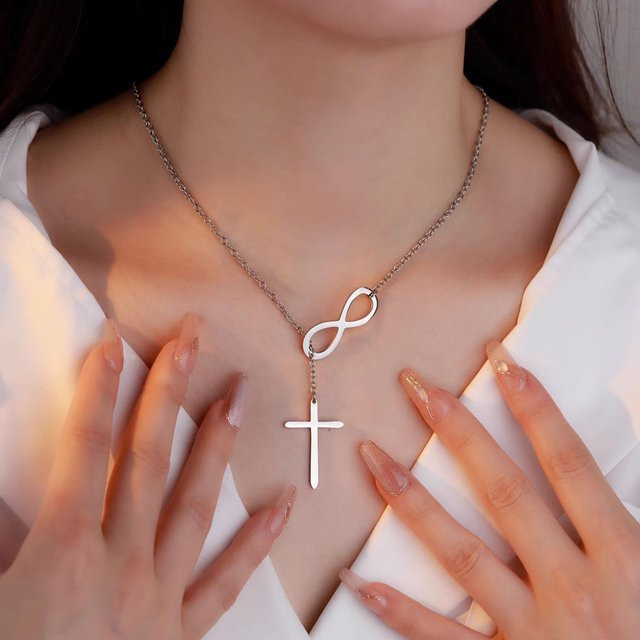 Halskette Kreuzfigur-Acht Unendlichkeitssymbol, Unisex - Bild 1