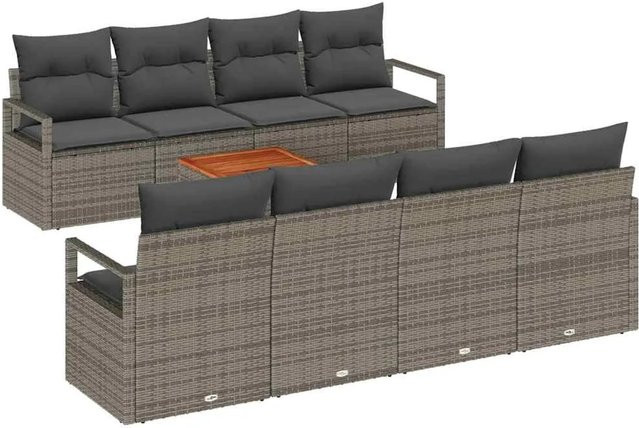 vidaXL Garten-Sofa-Set 9-teilig aus Polyrattan in Grau mit Stauraum und Tisch - Bild 1