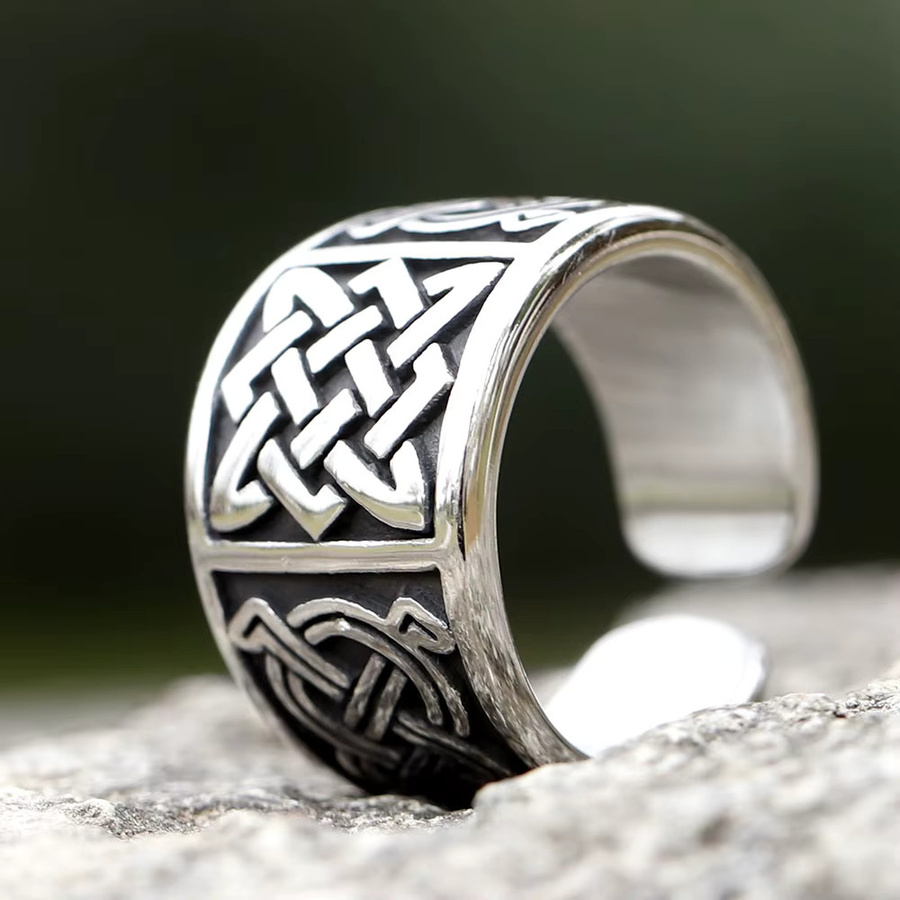 Ring Viking Odin Trinity Keltischer Knoten, Edelstahl, Silber, Herren - Bild 3