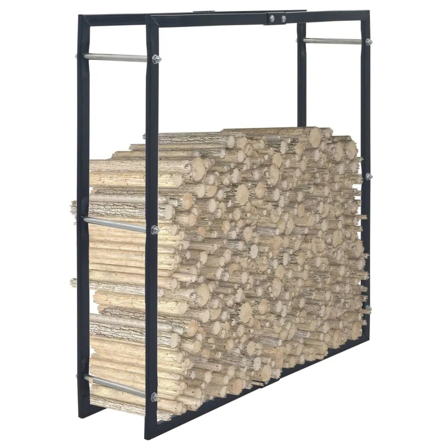vidaXL Brennholzregal aus Stahl in Schwarz, B/T/H: 100 x 25 x 100 cm - Bild 2