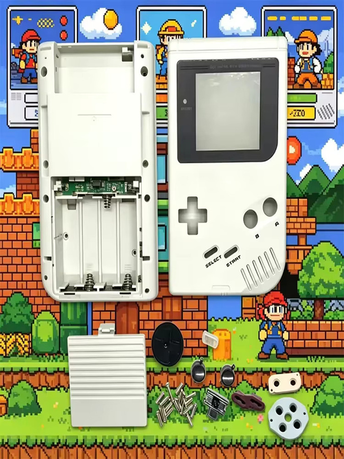 Komplettes GB DMG Gehäuse-Set in Lila mit Tasten und leitfähigen Gummipads für Gameboy GB DMG IPS Gehäuse im Retro-Design - Bild 1