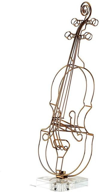 Luxuriöse Wanddekoration in Form einer Geige mit Metalllinien und Musik-Ornamenten in Gold - Bild 1