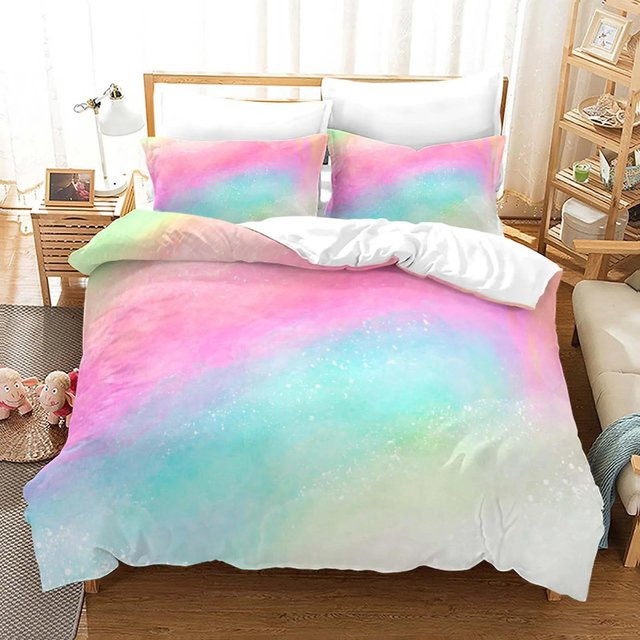 Bettwäsche-Set Lodestar mit Regenbogen-Farbverlauf und Wolken-Print, buntes Design aus Mikrofaser, B/H: 135 x 200 cm - Bild 1