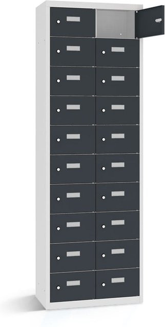 rotstahl Wertfachschrank mit 20 Fächern, Korpus lichtgrau und anthrazitfarbenen Türen, B/T/H: 80 x 30 x 180 cm - Bild 1