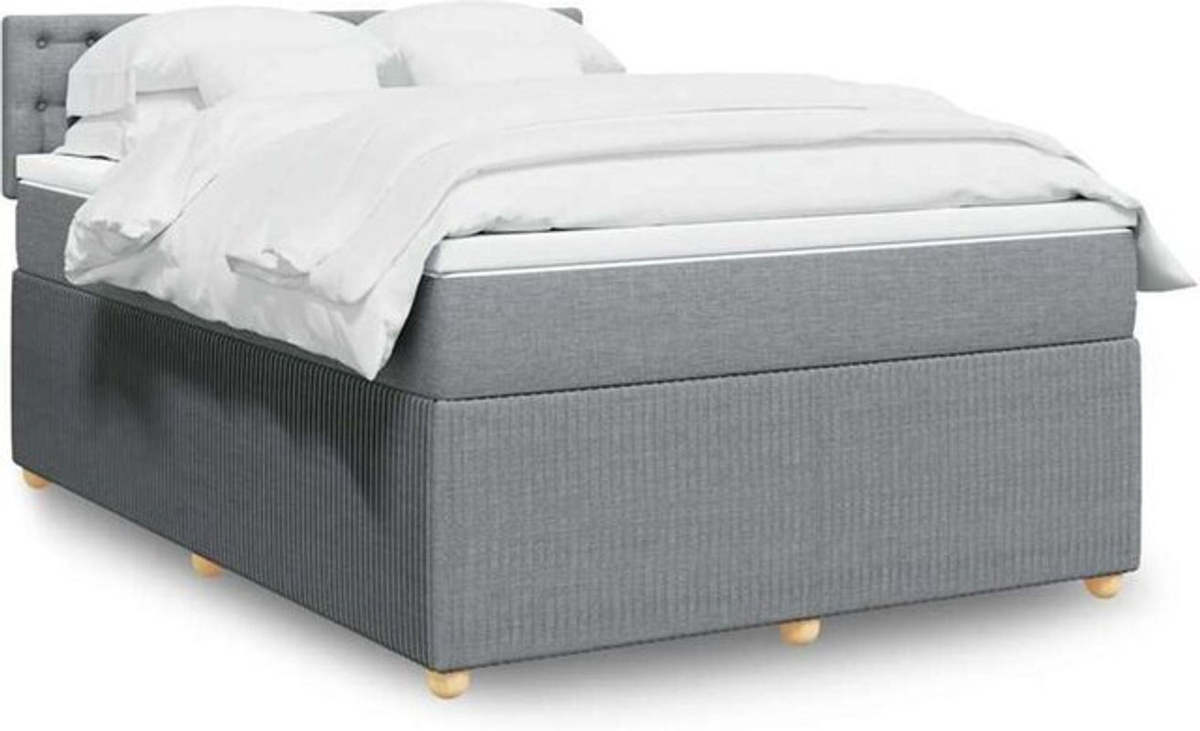 vidaxl Boxspringbett mit Matratze in Grau und Weiß aus Stoff, B/T/H: 160 x 200 x 100,5 cm - Bild 1