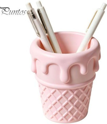 Multifunktionaler Stiftehalter Puntos in Form einer Eiswaffel, rosa Schreibwaren-Organizer aus Kunststoff - Bild 1