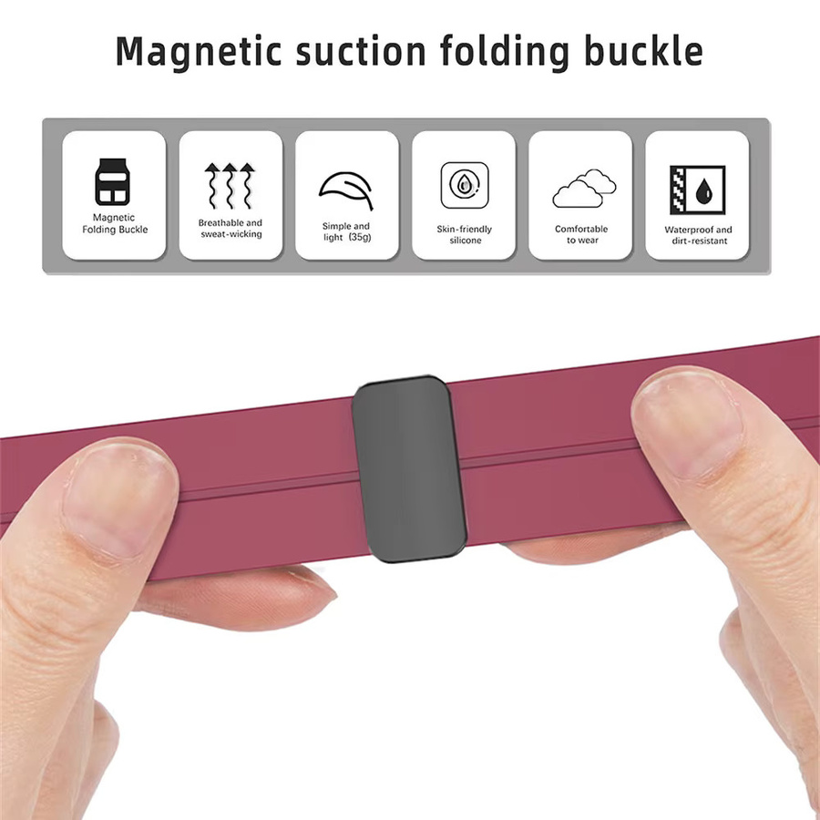 Uhrenarmband Silikon, Magnetisch, Schwarz, Unisex - Bild 4
