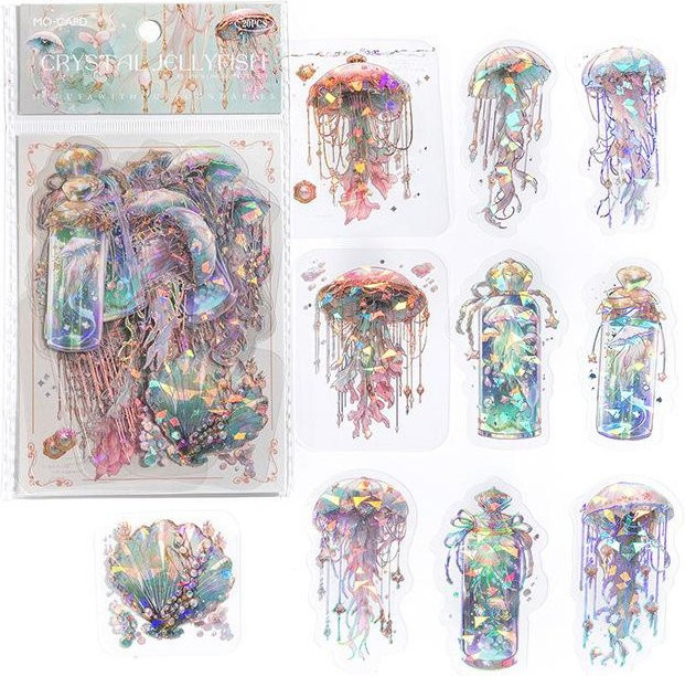 40 Stück XI LE Eiskristall Quallen Sticker in Multicolour für Scrapbooking und DIY Journaling - Bild 1