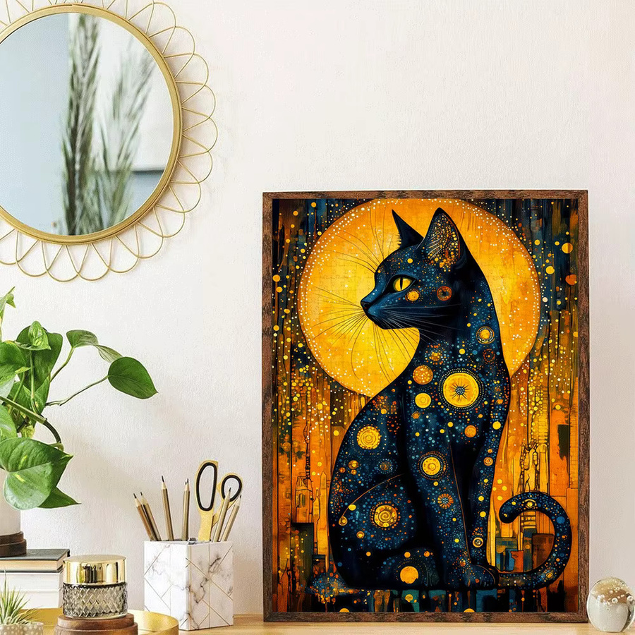 AZNM Van Gogh-inspiriertes schwarzes Katzen- und Sternennacht-Puzzle, 1.000 Teile - Bild 3