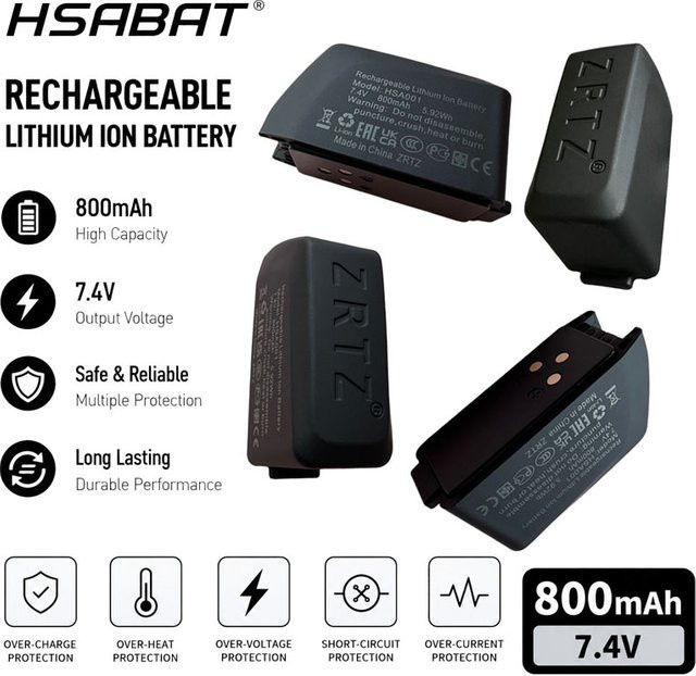 HSABAT 800mAh Akku in Schwarz für SRAM Etap Red Force XX1 X01 GX AXS drahtlose elektronische Schaltungen - Bild 1