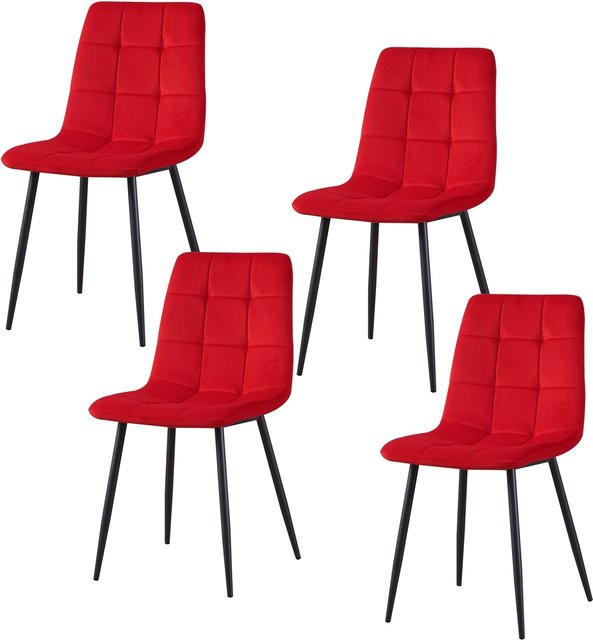 HTI-Living Stuhl Mesa Velvet Rot mit Metallgestell für dein Esszimmer - Bild 1