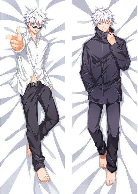 DIANASORZA Home Jujutsu Kaisen Dakimakura Kissenbezug mit Itadori Yuji, Gojo Satoru und Ryomen Sukuna Motiven, B/H: 50 x 150 cm, Weiß - Bild 1