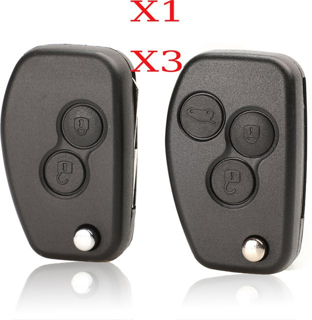 Jingyuqin Modifizierte Flip Auto Schlüssel Hülle für Renault Duster Logan Fluence Clio Kangoo Sandero, Farbe: Schwarz, 2/3 Tasten - Bild 1