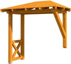 Skan Holz Haustür-Vordach Wismar 3 aus nordischer Fichte in Eiche hell-braun, Breite: 258 cm, Tiefe: 126 cm - Bild 1