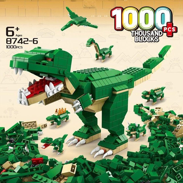 Binchi Outdoor Equipment Jurassic-Welt 6-in-1-Modellbauset Dinosaurier, 1000 Teile, ab 6 Jahren - Bild 1