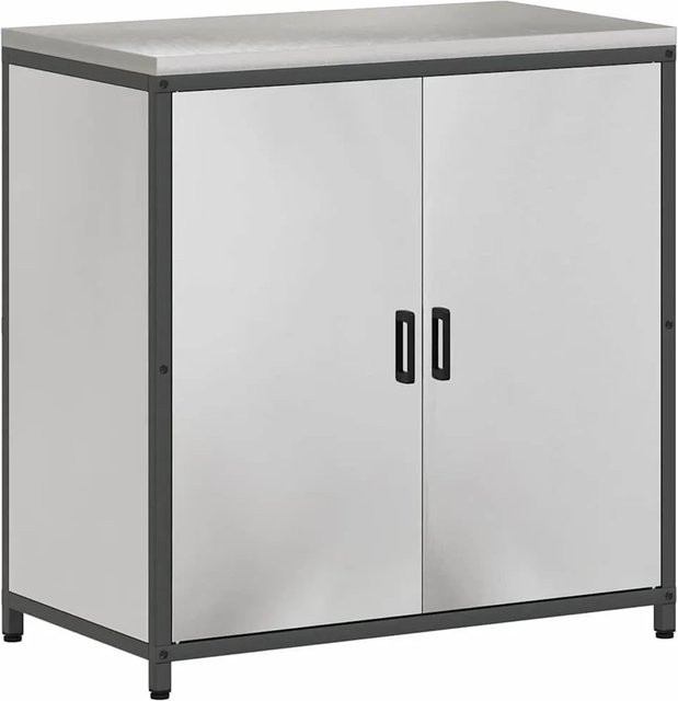 vidaXL Küchenaufbewahrung mit Regal in Silber und Anthrazit aus Metall und MDF, B/T/H: 60 x 50 x 92 cm - Bild 1