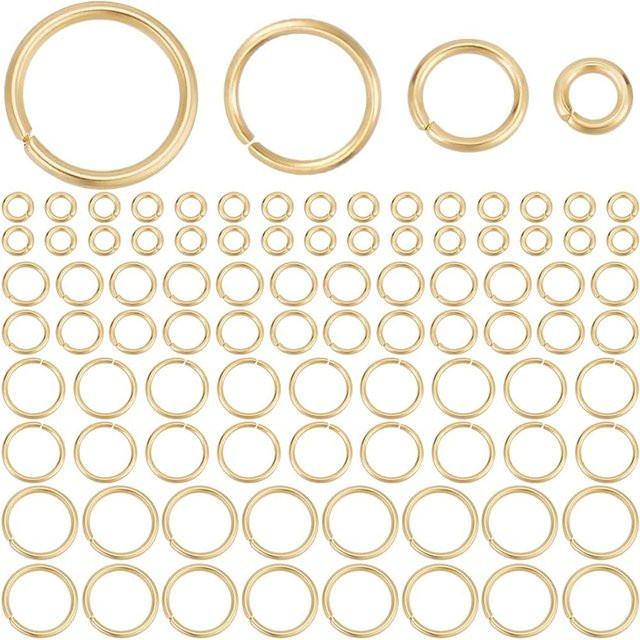 QIAO Biegeringe, 18 Karat vergoldet, 3–8 mm, Gold, 100 Stück - Bild 1