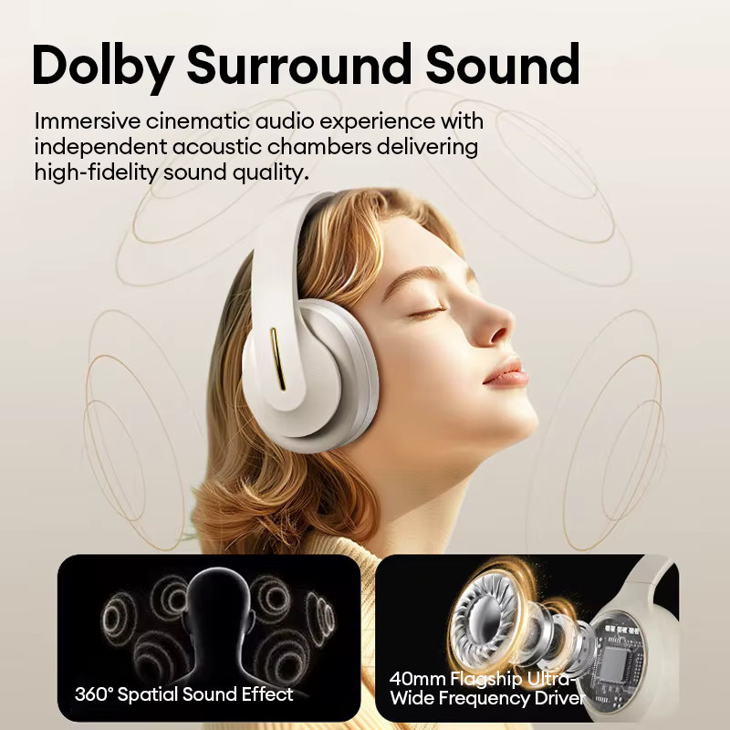 Lenovo LES-107 Kabelloses Bluetooth 6.0 Gaming-Headset mit Dolby-Surround-Sound in Beige - Bild 6