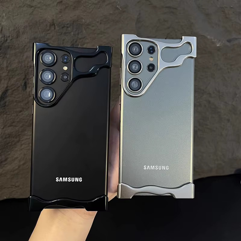 Luxus Alien Metall Handyhülle für Samsung Galaxy S25 S24 S23 Ultra Plus mit Objektivschutz in Grau - Bild 3