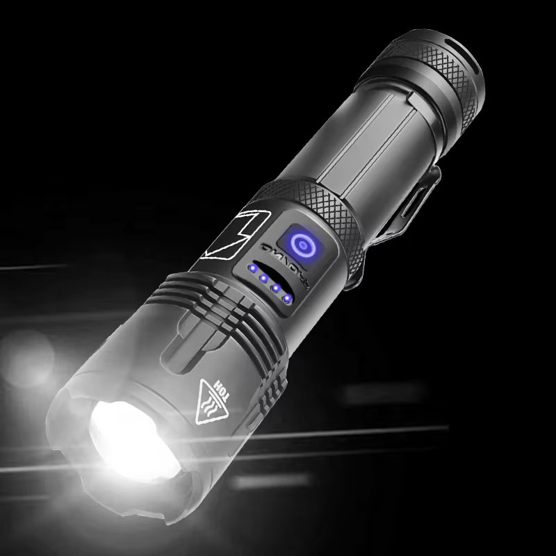 JIASHUAIXIN XHP99 Taktische Taschenlampe mit XHP70 LED, 5 Lademodi, Stiftclip und Angriffskopf in Schwarz - Bild 2