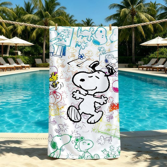 Snoopys Comics Strandhandtuch aus Mikrofaser, Weiß, B/H: 150 x 200 cm - Bild 1