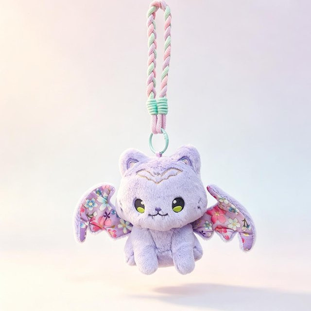 Yiran Health & Beauty Katze Plüsch Schlüsselanhänger, Rosa, Lila, 14cm - Bild 1