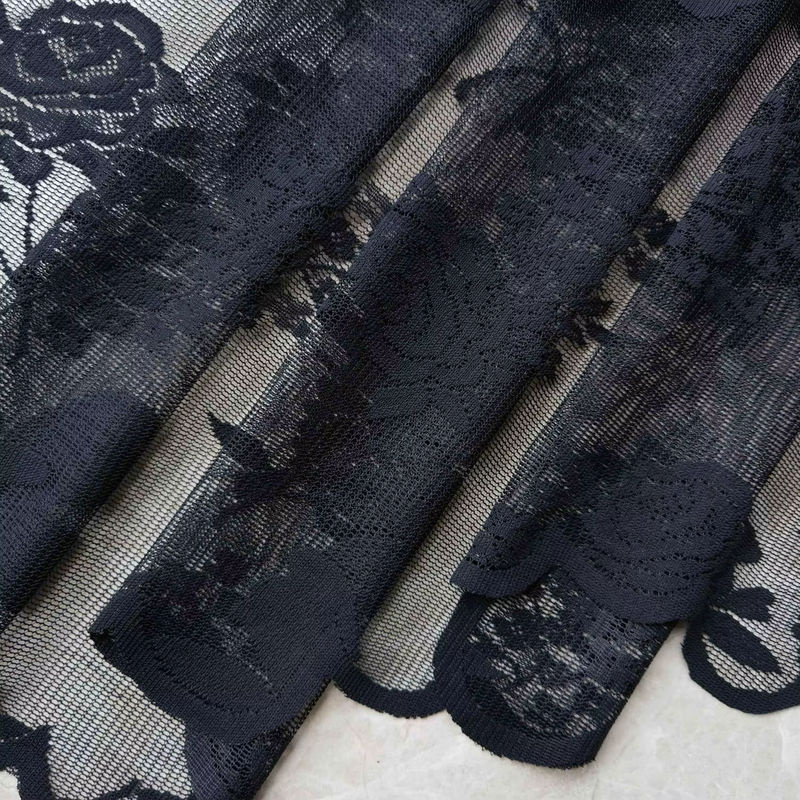 WPKIRA Spitzenvorhang Schmetterlingsdesign in Schwarz, transparentes Voile-Drape für Küche und Fenster, Höhe: 210 cm - Bild 6