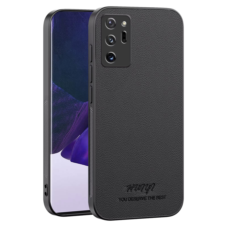 Clucy Soft Case mit matter Litschi-Textur aus Leder für Samsung Galaxy Note20 Ultra, Galaxy Note20, Note10, M55 und M15 in Schwarz - Bild 3