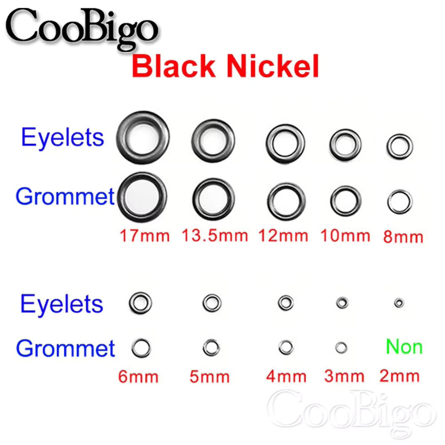 100 Sets Metallösen Ring Kit in Schwarz für Kleidung, Lederhandwerk und Schuhreparatur - Bild 2