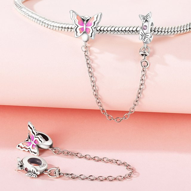MISEFF Charm, Schmetterling, 925 Silber, Rosa, Zirkonia, Unisex - Bild 1