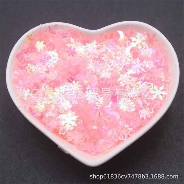 Glitzer Pailletten Mix für DIY Maniküre und Nail Art in Transparent, Weiß und Pink mit Sternen, Herzen, Blumen, Einhorn- und Meerjungfrauen-Motiven - Bild 1