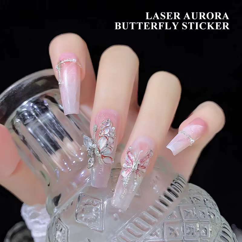 KANIU Nagelaufkleber Schmetterling, Rosa-Lila, Glänzend - Bild 2