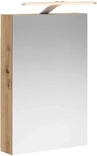 vidaXL Badezimmerspiegelschrank Eiche, Wandmontage mit LED-Beleuchtung und Regalen, Braun, B/T/H: 60,5 x 10,5 x 60,5 cm - Bild 1