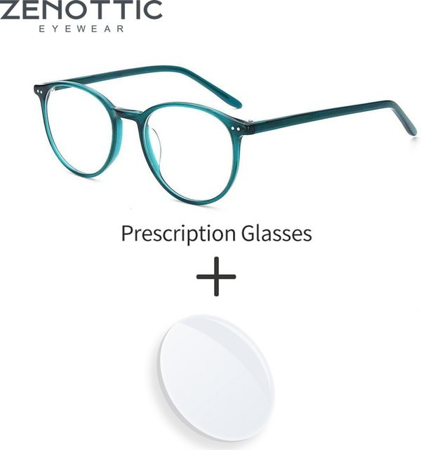 ZENOTTIC Korrektionsbrille, Acetat, Rund, Vollrand, Unisex, Blaulichtfilter - Bild 1