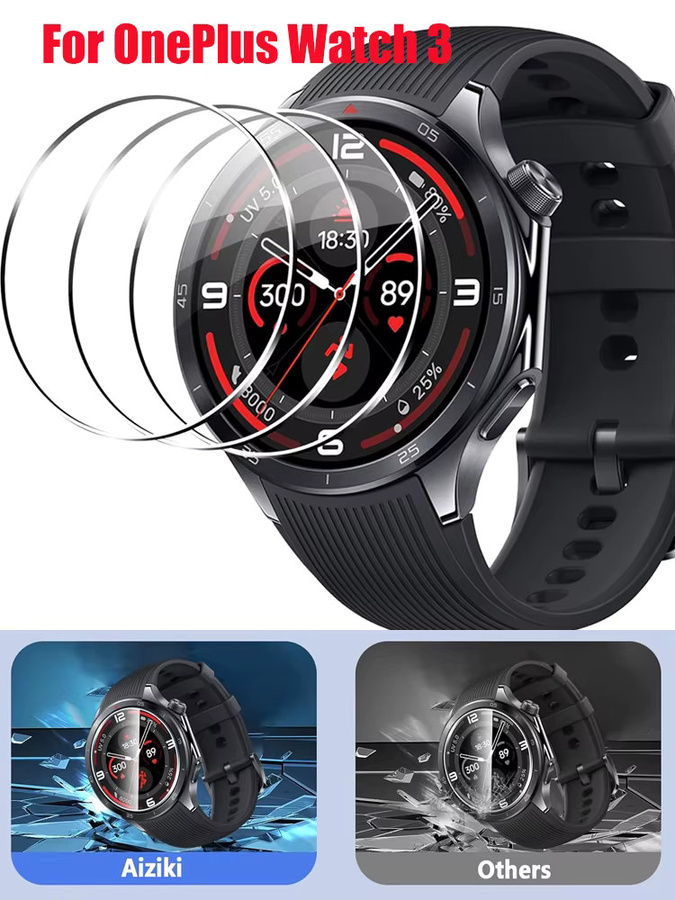 OnePlus Displayschutzfolie Glas, Schwarz, OnePlus Watch 3 - Bild 4