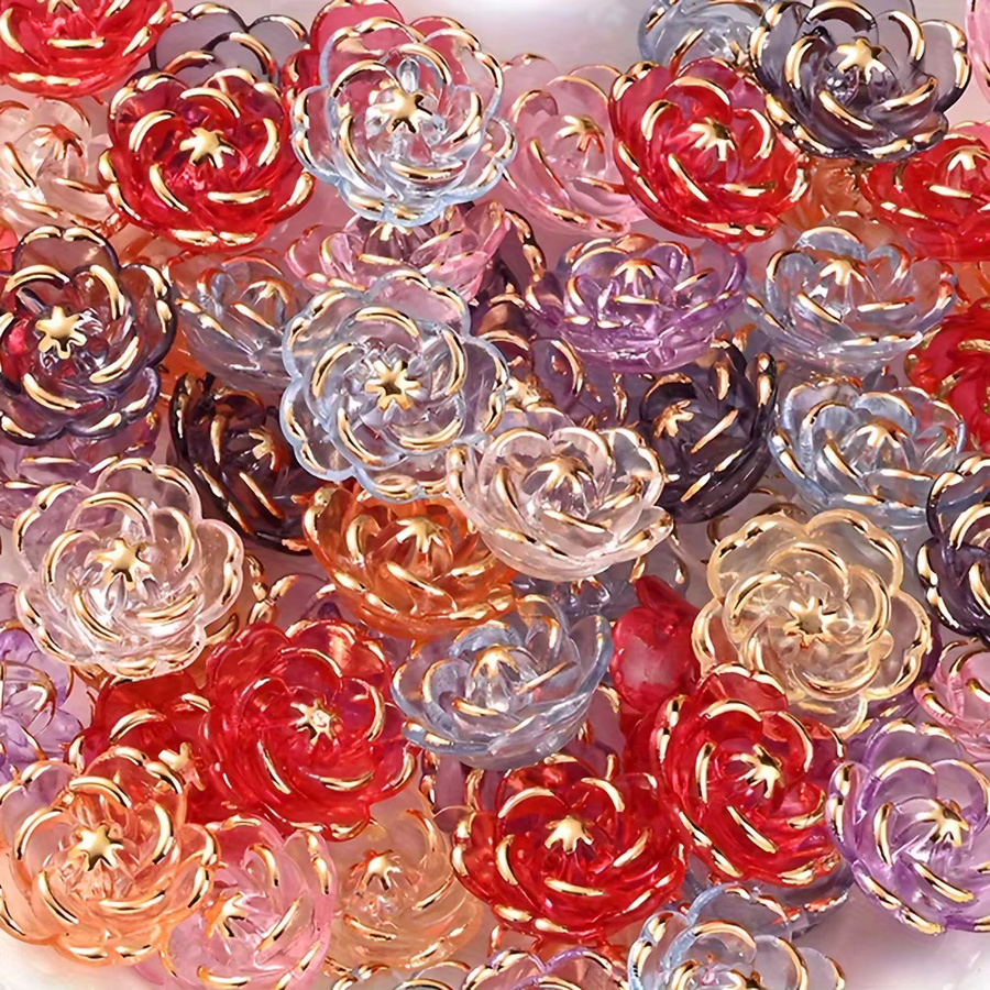 QYWCTZ Perlen, blumenförmig, Rosen-Kamelien, Acryl, 20 mm - Bild 3