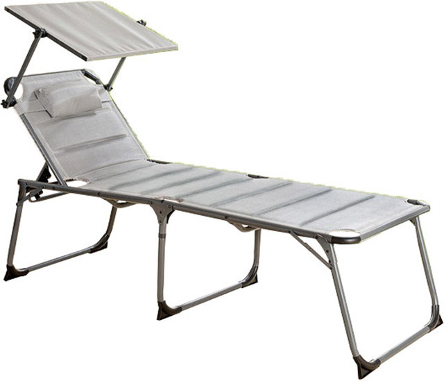 Solax-Sunshine Komfort-Sonnenliege aus Aluminium mit gepolsterter wetterfester Auflage und Sonnen canopy in Grau, L x B x H: 193 x 67 x 32 cm - Bild 1